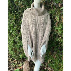 Anthro Sweater Poncho Cotton Wool with Convertable Collar Fiets Voor 2 M/L